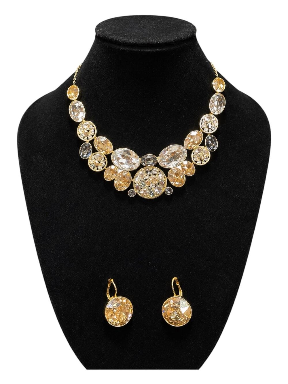 Swarovski Dorado Necklace 5153956 Bella Earrings 901640 Gold Crystal Set